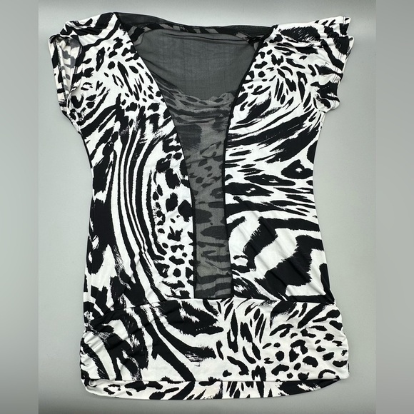 Dots Womans Shirt Zebra Print, Partially Sheer Back - Picture 2 of 4